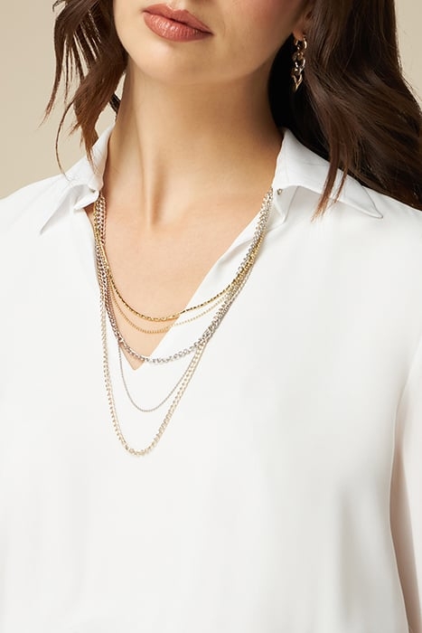 Dual fabric dress with necklace detail 4