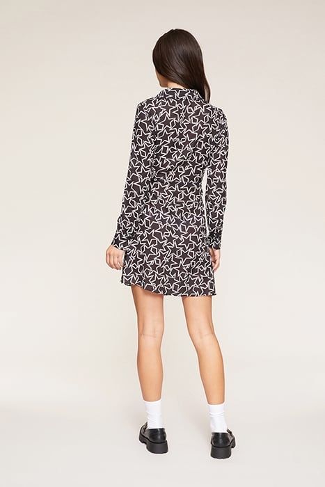 SHORT WRAPAROUND DRESS WITH STAR PATTERN BLACK 3