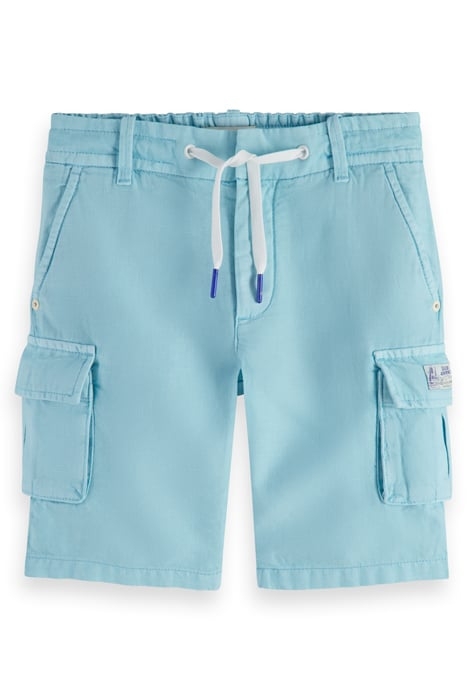 LONGER-LENGTH - GARMENT-DYED COTTON LINEN CARGO SHORTS BLUE  1