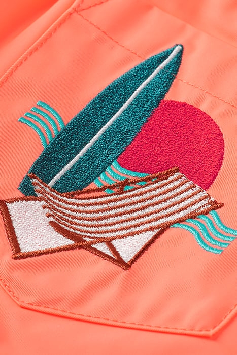 SHORT-LENGTH - PLACED EMBROIDERY SWIMSHORTS NEON CORAL 3