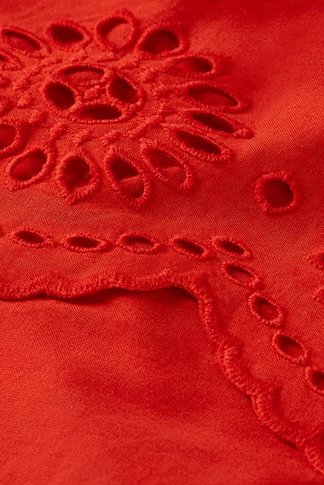 TIERED BRODERIE ANGLAISE SKIRT LOBSTER RED 3