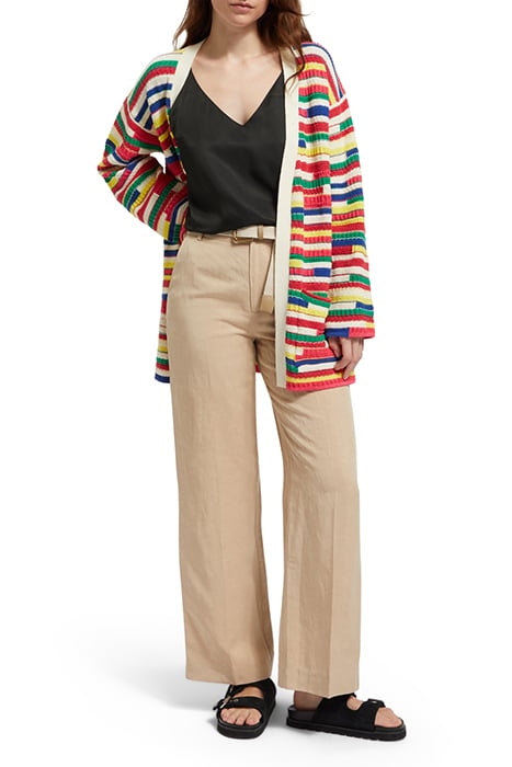 MULTICOLOURED INTARSIA KNITTED CARDIGAN MULTI STRIPE 3