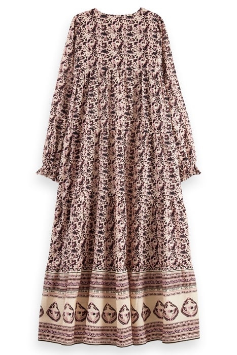 MAXI DRESS WITH FLOUNCES FLORAL BORDER 4