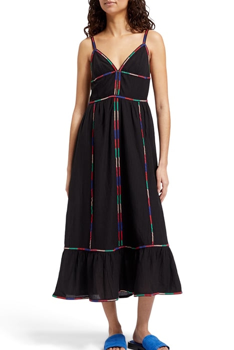 MULTICOLOR EMBROIDERY MAXI DRESS EVENING BLACK 1