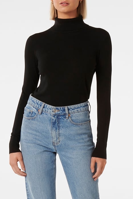 SARAH LAYERING ROLL NECK KNIT TOP BLACK 1