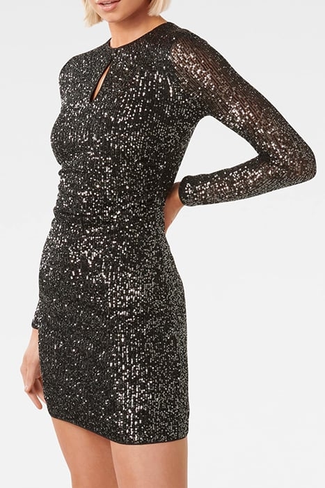 ROBIN SEQUIN LONG SLEEVE MINI GUNMETAL 1