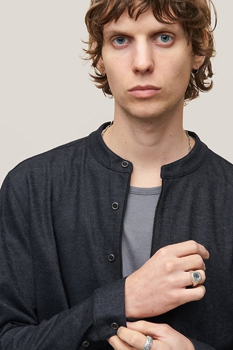 FULTON REGULAR FIT LS BAND SHIRT IN MELA MIDNIGHT 2