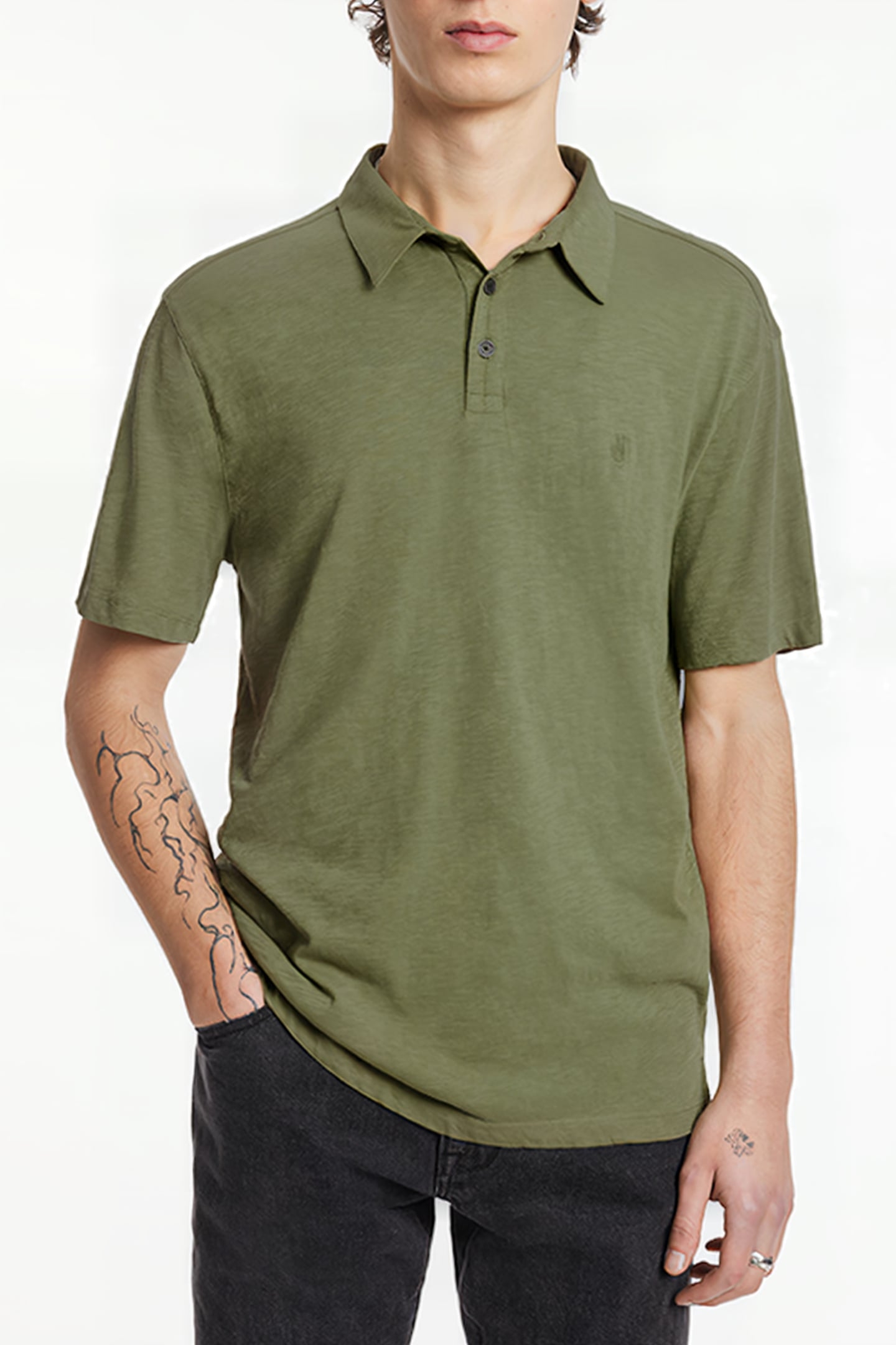 VICTOR SS SLUB CTN POLO WPEACE SIGN EMB LEGUME 1
