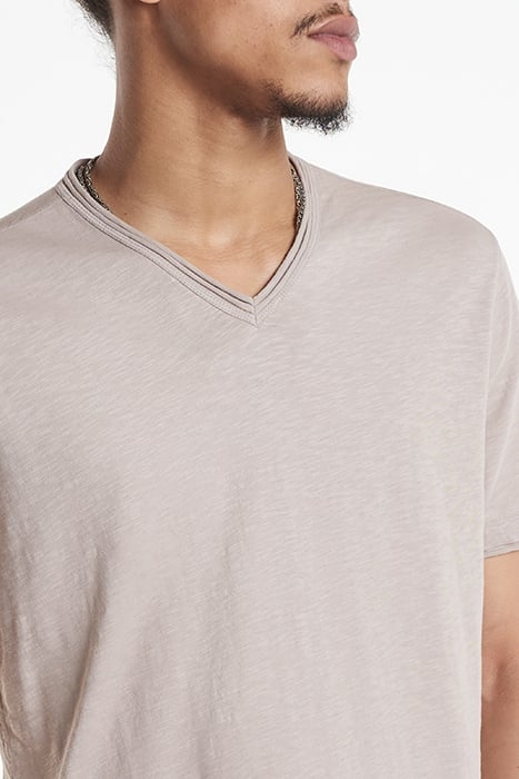 MILES SLUB V-NECK WITH CUT RAW EDGE DRIED PETAL 3