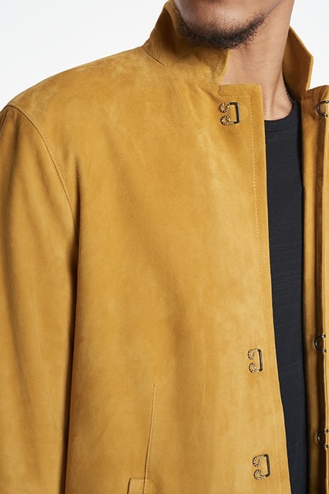 SLIM FIT SUEDE JACKET WITH HOOK AND BAR HONEYSUCKLE 3