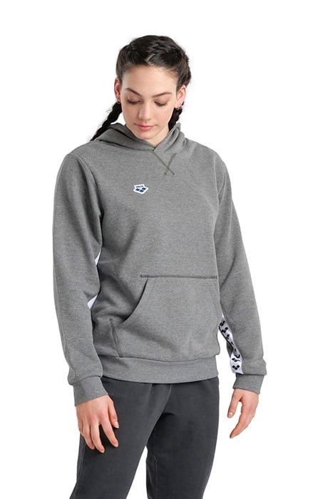 ARENA ICONS HOODED SWEAT SOLID DARKGREY MELANGE-WHITE-BLA 4