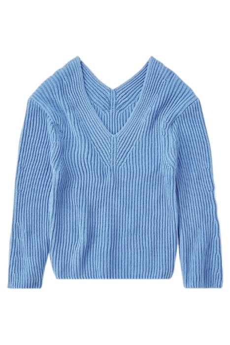 V NECK LONG SLEEVE CHAMBRAY BLUE 3