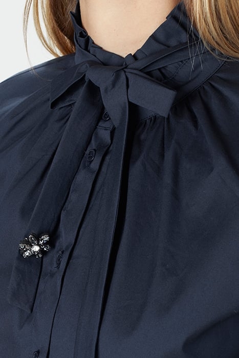 COTTON BOW TIE SHIRT IN BLUE 5