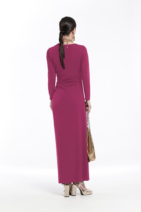 SMOOTH KNIT LONG DRESS WITH ASYMMETRIC NECKLINE PURPLE 2