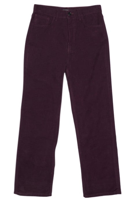 DARK BURGUNDY VELVET STRAIGHT-CUT TROUSERS 3