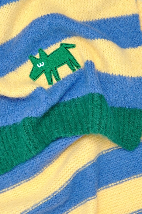 LIGHT BLUE LOLA LOGO KNIT SCARF 3