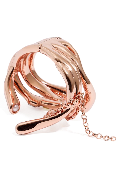 HINGED BRACELET WITH TEXTURE, CHAINS AND CRYSTALS 2