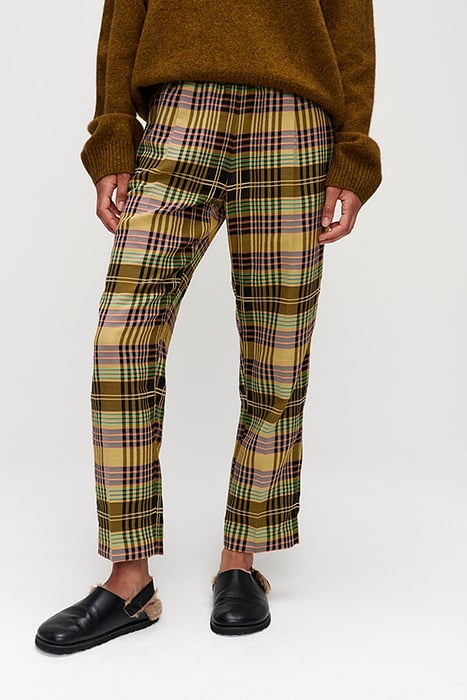 SYDNEY PLEAT CHECKED PANTS MOSS 1