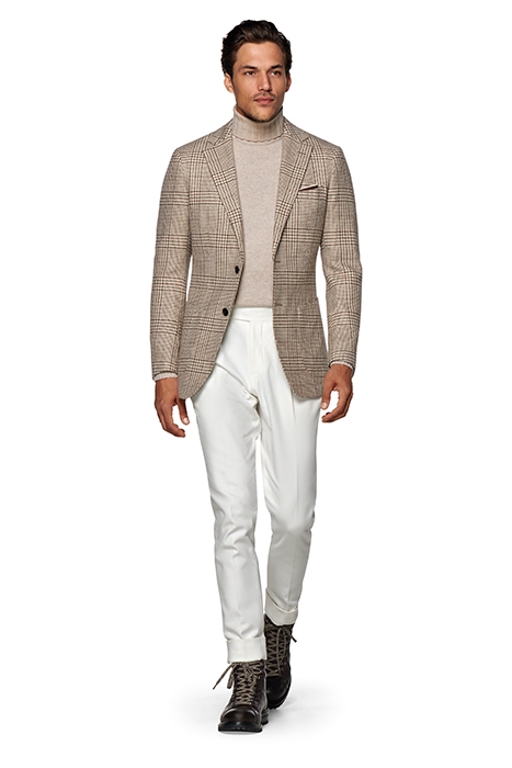 MID BROWN CHECKED TAILORED FIT HAVANA BLAZER 4