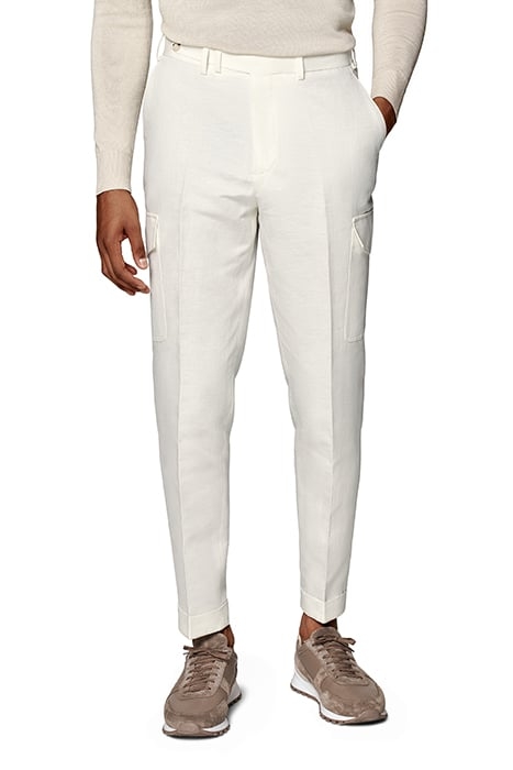 WHITE WIDE LEG TAPERED TROUSERS 1