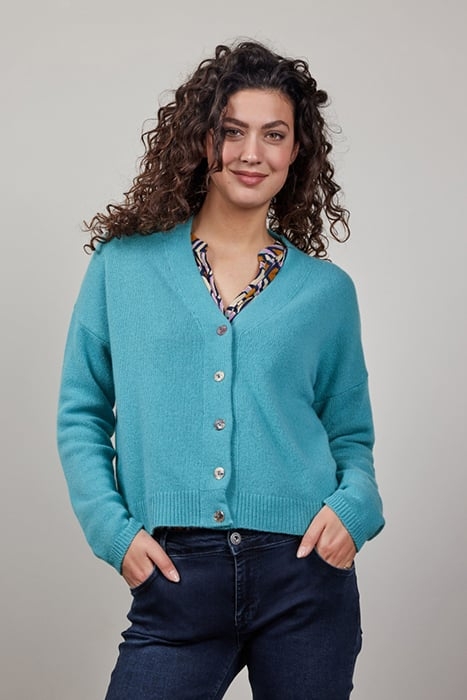 CARDIGAN LUCE CASHMERE DUSTY TURQUOISE 1