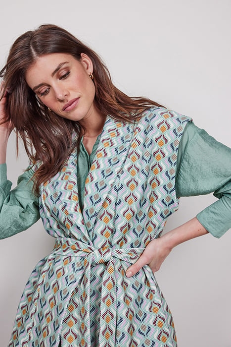 SLEEVELESS VEST DIAM PRINT GRANITE GREEN WITH TROY PRINT 4