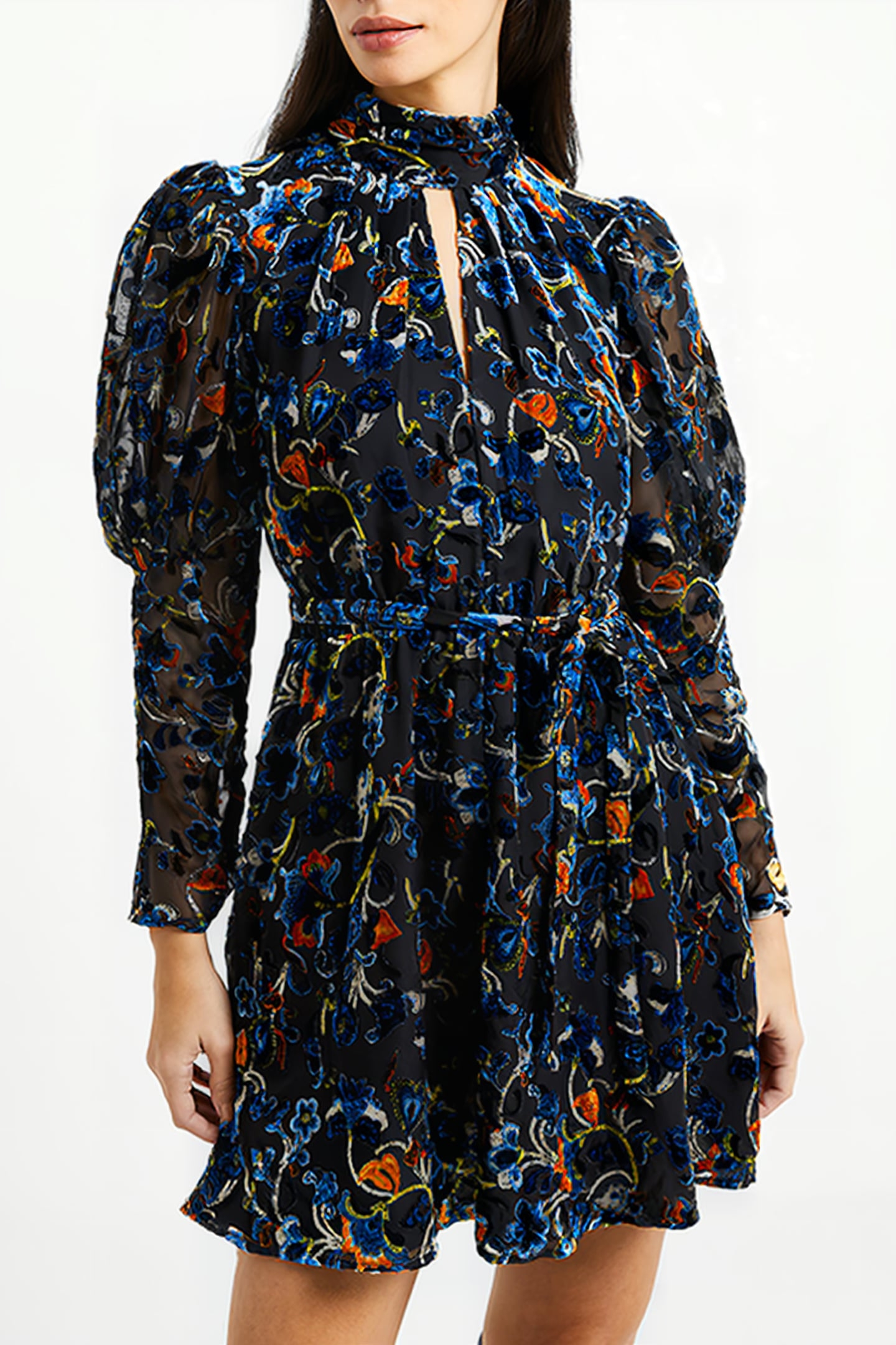 AVERY BURNOUT LS DRESS BLACK 1