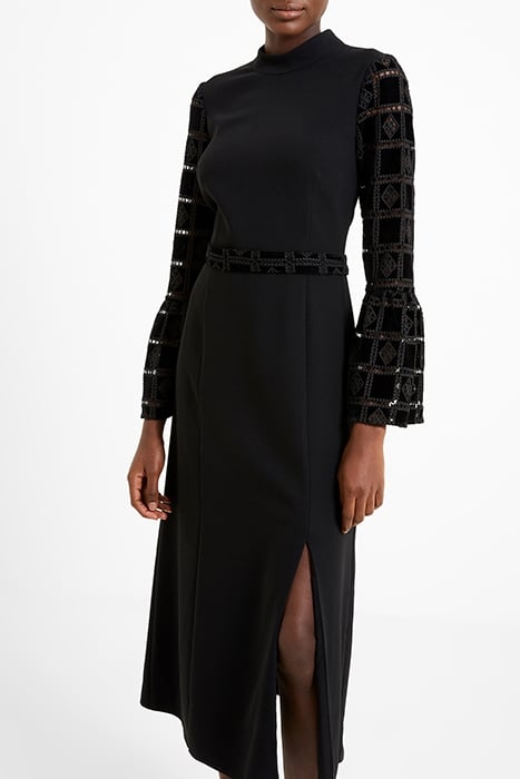 GARNET VELVET LACE DRESS BLACK 3