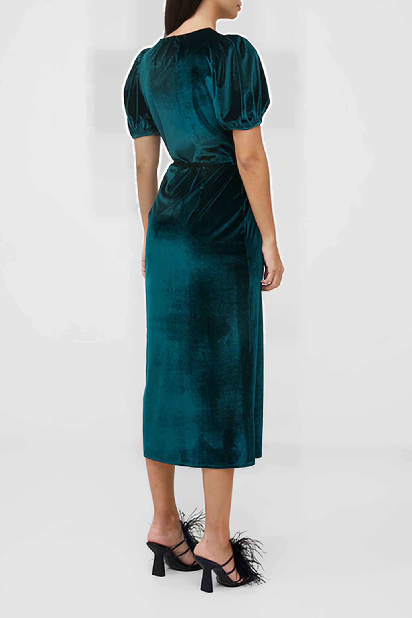 SULA VELVET MIDI DRESS GREEN 3