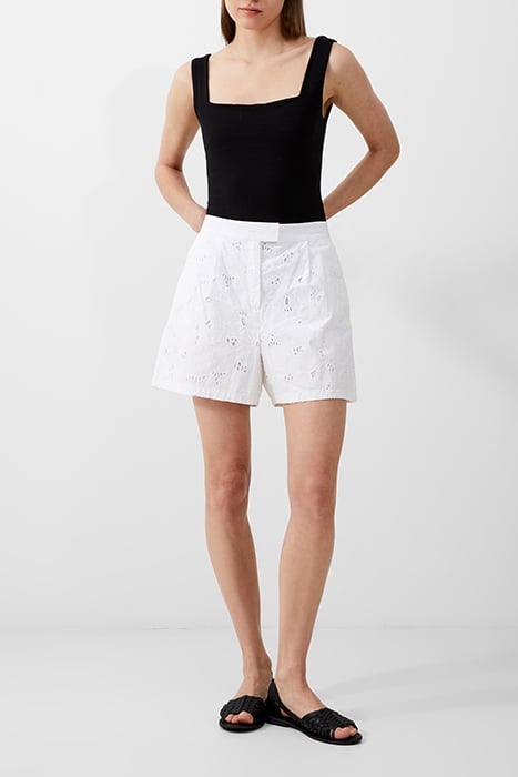 RHODES COTTON EMBROIDER SHORTS WHITE 1