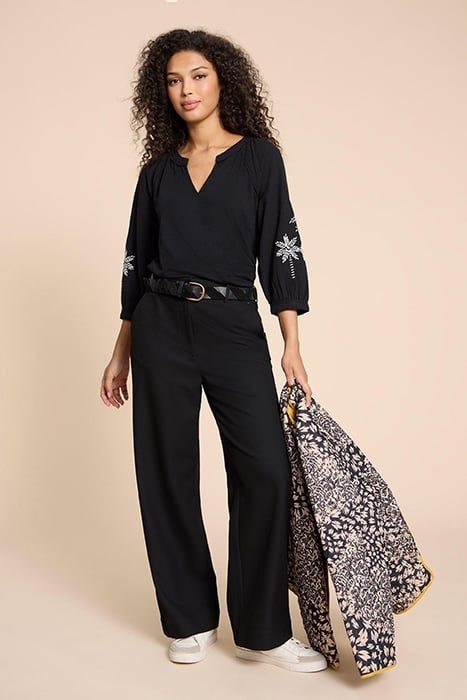 MILLIE MIX EMBROIDERED TOP BLACK 1