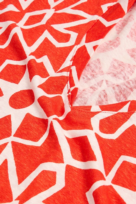 IVY LINEN V NECK TEE RED PRINTED 4