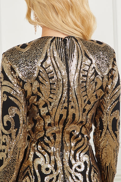 ISLA SEQUIN DRESS BLACK GOLD 8