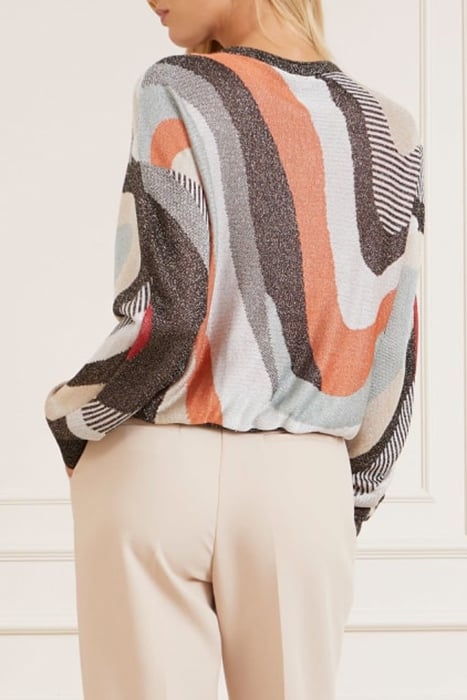 SCARLETT BAT SLEEVE HIGHLOW ALL OVER KNITTED SWEATER JACQ 2