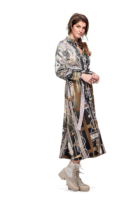 DRESS LOUVAIN LONG GREEN EQUESTRIAN PAISLEY 5