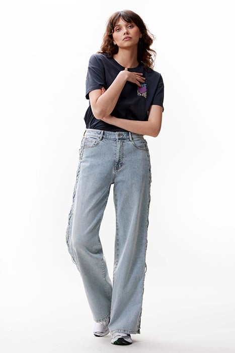 LOOSE FIT JEANS WITH LACE DETAIL BLUE 1