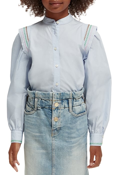 GIRLS LONG-SLEEVED COLOURFUL STITCHING DETAIL TOP PERIWINKLE 1