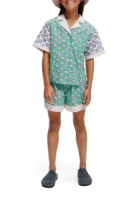 GIRLS MIXED PRINT SHORT-SLEEVED SHIRT POPPY FIELD PATCHWORK 3