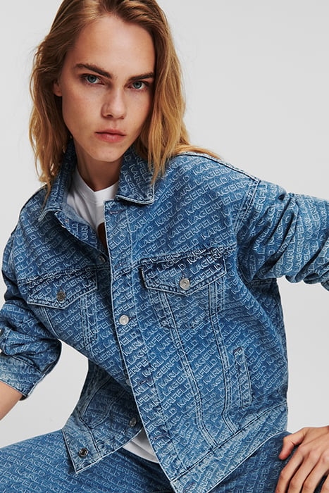 DIAGONAL AOP DENIM JACKET MID BLUE 7