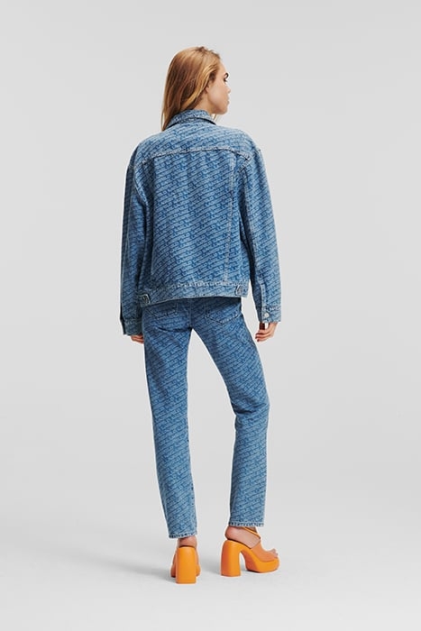 DIAGONAL AOP DENIM JACKET MID BLUE 3