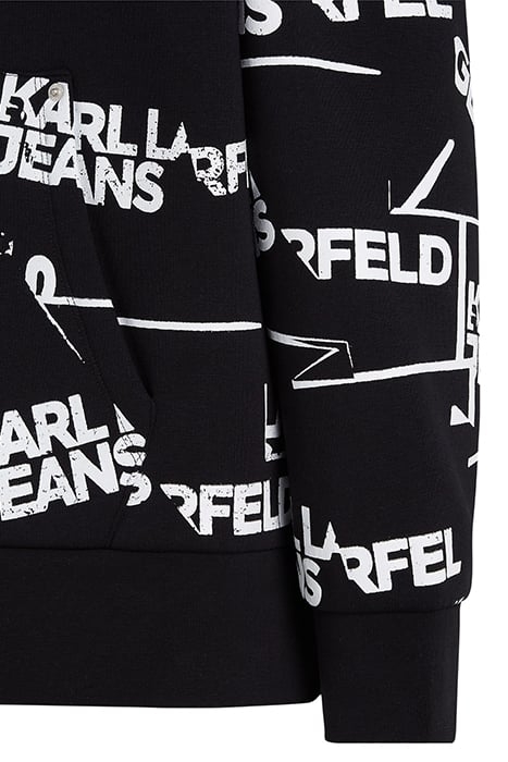 KLJ OVERSIZED AOP LOGO HOODIE BLACK WHITE 4