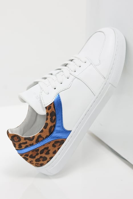 O.OLIVIA - WHITE LOW-TOP SNEAKERS IN LEATHER WITH BLUE METAL 2