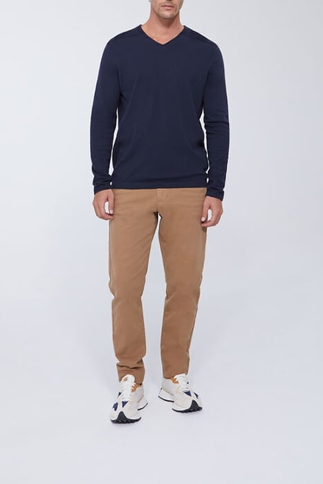 NAVY V.NECK SWEATER WITH OTTOMAN RIBBING 3