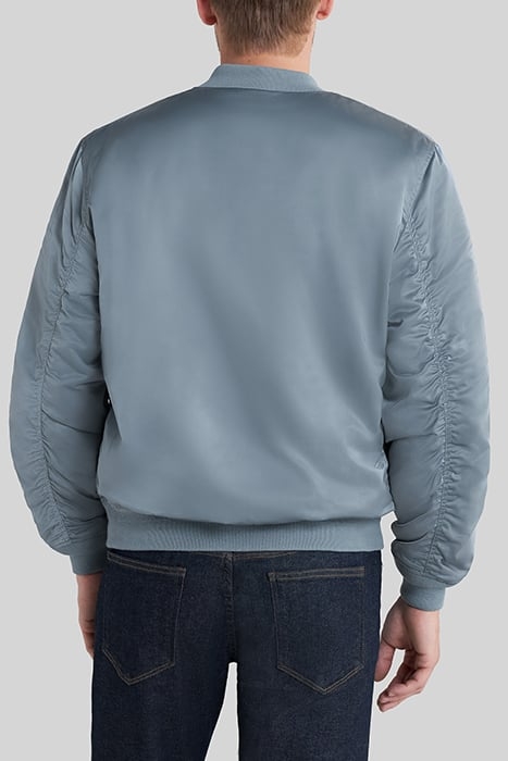 LIGHT BLUE SATIN NYLON BOMBER JACKET 2