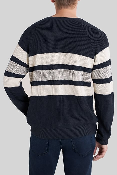 NAVY KNIT SWEATER WITH ECRU STRIPES 2