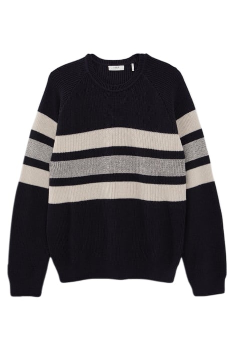 NAVY KNIT SWEATER WITH ECRU STRIPES 4