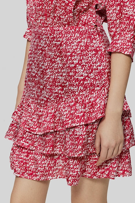 RED TAG PRINT RUFFLED DRESS 6