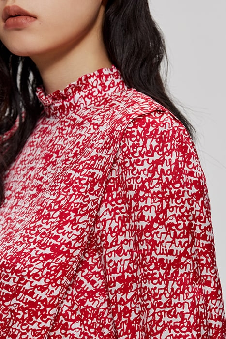 RED TAG PRINT RUFFLED DRESS 5