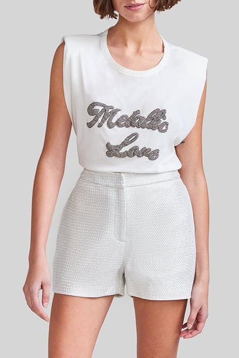 OFF-WHITE T-SHIRT WITH BEADED SLOGAN 1