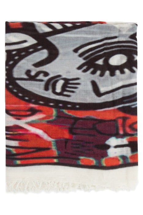 OFF-WHITE SCARF WITH MULTICOLOURED ARTY ROCK MOTIF 5